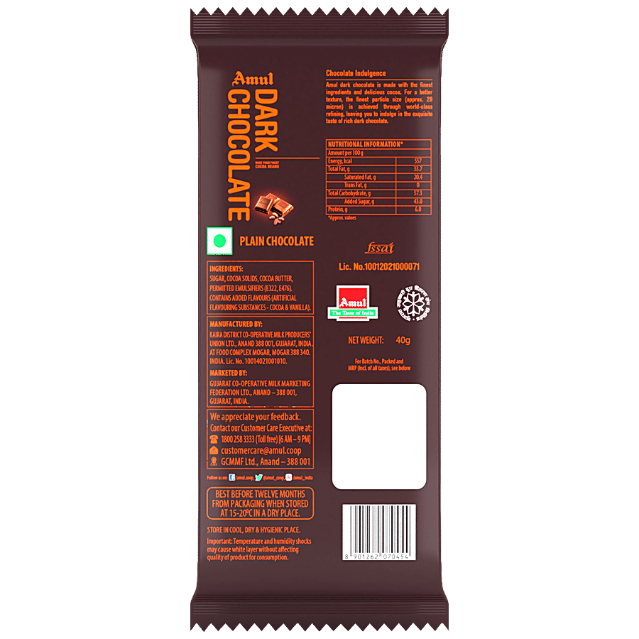 DARK CHOCOLATE AMUL 40