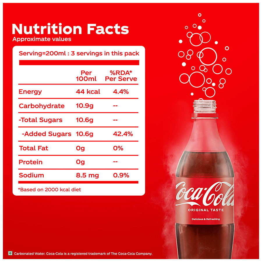 Coca Cola Original Taste Soft Drink - Refreshing, 600 Ml Pet Bottle